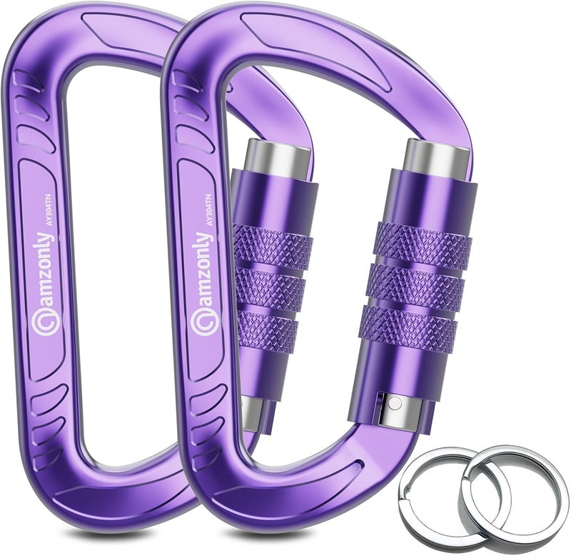 Amzonly 3inch Auto Locking Carabiner Clips Heavy Duty, 12KN /2697lbs Lightweight keychain carabiners, Sturdy Twist Lock Caribeeners for Camping Hiking Hammock Swing Backpack, dog leash and Harness etc - Image 1